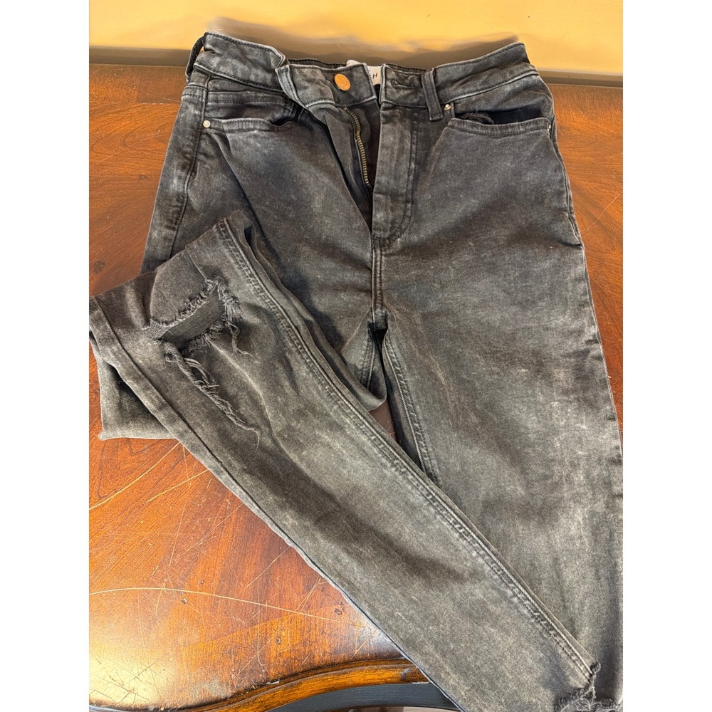 New Look Tall Ashleigh High Rise Skinny Jeans Faded Black Acid Wash Distressed 6
